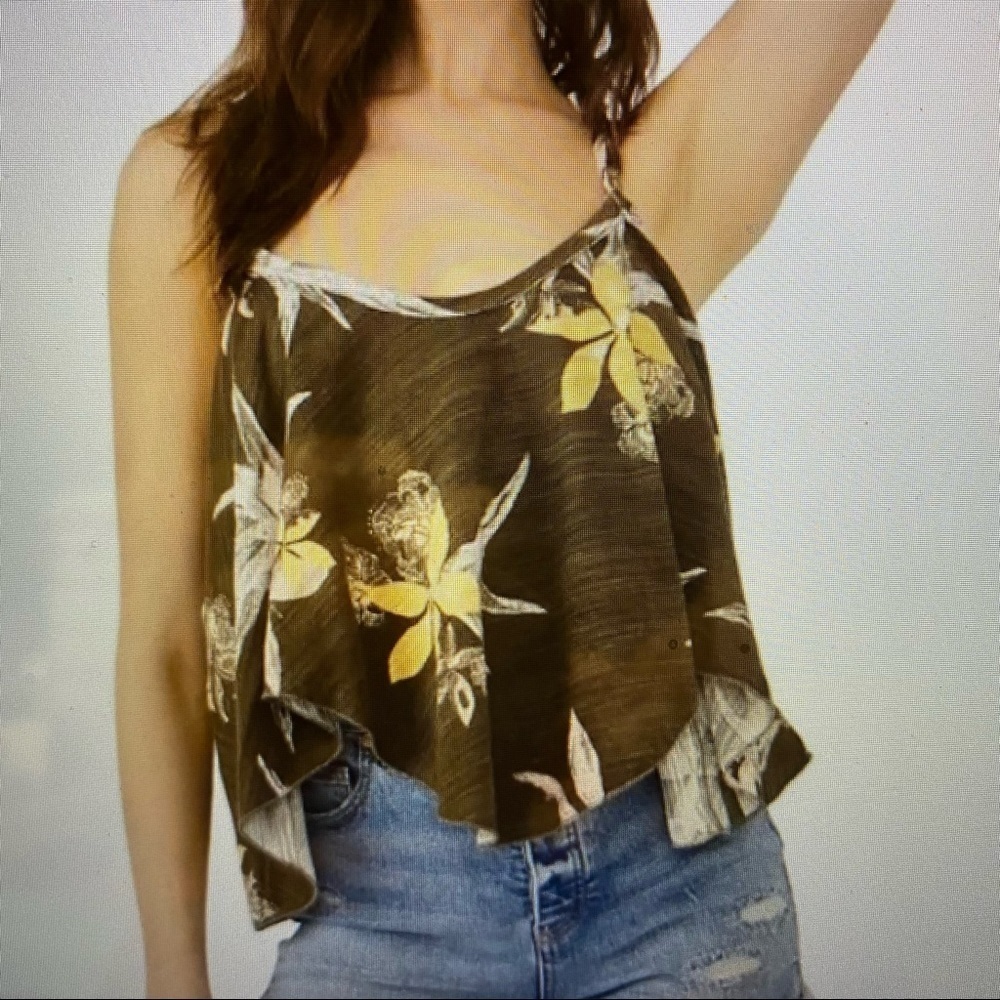 Free People Hey Girl Cotton Tank Top Army Combo Medium NWT